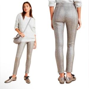 Anthropologie Metallic Snake Moto Ankle Zip Leggings Sz 29